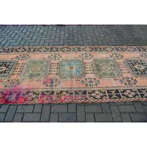 พรมขนาด 4x10.9 ฟุต, พรมตุรกีโบราณ, พรมลายปะติดสีแดงน้ำเงิน - Product Image 3