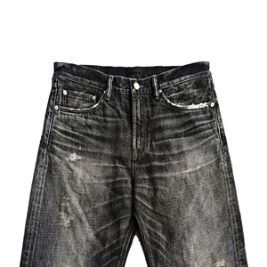 Jeans en denim foncé tendance pour hommes personnalisés été solide lavable enzyme droit mi Hip Hop Vintage Streetwear décontracté haute lavé - Product Image 3