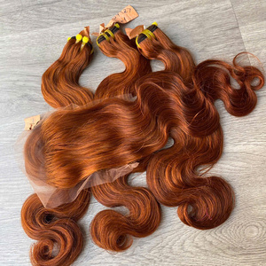 Extensiones de Cabello Virgen con Frente de Encaje, Largas, HD, Doble Trama, Vietnamitas, Color Marrón Miel y Jengibre, Onduladas, 250% de Densidad, Opciones Multicolor - Product Image 3