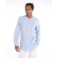 Camisa de Lino/Algodón para Hombre, Cómoda, Premium, Casual, Transpirable, Color Fucsia Sólido, con Cuello Abotonado y Manga Larga, de Imperio Shop