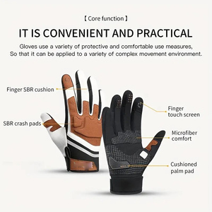 Guantes de Ciclismo de cuero de dedo completo unisex, compatibles con pantalla táctil, ajuste ajustable para ciclismo de montaña y equitación de verano - Product Image 5
