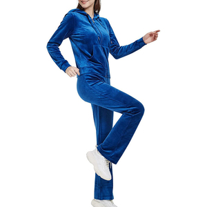 เซ็ตชุดวอร์มผู้หญิงน้ำหนักเบาพร้อมแจ็กเก็ตแบบรูดซิปและกางเกงจ็อกเกอร์เอวยางยืดเหมาะสำหรับเลานจ์กีฬาและการเดินทาง - Product Image 2