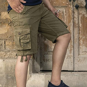 Nouveaux shorts cargo décontractés pour hommes, écologiques, 100% coton, en toile unie, fermeture à cordon, séchage rapide, anti-UV, respirants, de haute qualité - Product Image 3