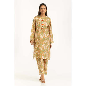 Conjunto de Dos Piezas Casual para Mujer, Estampado Beige, para Primavera/Verano, Talla XS/XS, Tops Cortos - Product Image 1