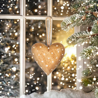 Ornement de Noël en bois en forme de cœur, personnalisable, fait main, suspendu, de haute qualité, écologique et durable, pour support d'arbre de Noël