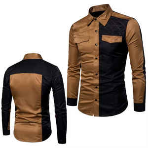 Camisa de vestir sólida de Otoño de franela para hombre con botones estampados de manga larga de secado rápido transpirable - Product Image 3
