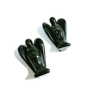 Obsidienne noire 2 pouces anges de pierres précieuses ange en gros meilleure qualité anges de pierres précieuses acheter auprès de F S CRYSTAL - Product Image 1