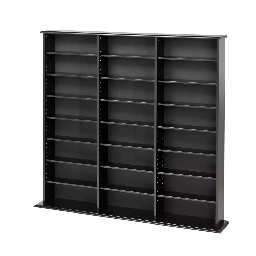 Cd/Dvd Rack Drievoudige Breedte Multimedia Wandgemonteerde Opslag Massief Hout