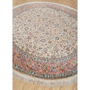 Gulmarg Ivory Hand Knotted Silk <b>Rugs</b> Medallion Rectangle Patchwork Patterns 9x12 for Home Living Room Decorations Skps-132" - Product Image 2