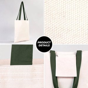14 X 16 (35x40 Cm) Canvas <b>Purse</b> with <b>Green</b> Zippered Handles 10 Oz-Solid <b>Green</b> Color Cotton and Polyester Lining - Product Image 3
