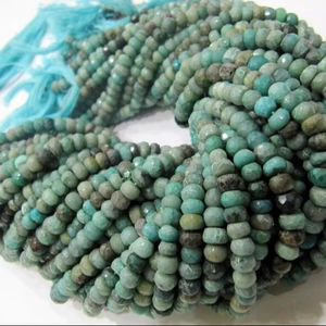 Chrysocolle naturelle Rondelle perles de pierres précieuses à facettes taille 5mm vendu par brin de 13 pouces de long pierre de couleur verte - Product Image 1