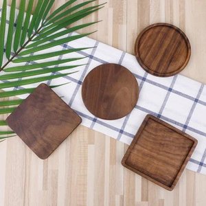 Sous-verre en bois de noyer de style unique de forme carrée pour la maison et l'hôtel Sous-verres de service de tasse à thé et à café de table - Product Image 2