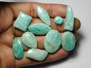 10 ชิ้นอเมซอนไนต์ธรรมชาติ Cabochons หินหลวมอเมซอนไนท์เครื่องประดับอินเทรนด์พร้อมส่งโดยตรงจากผู้ผลิตอัญมณีอินเดีย - Product Image 4