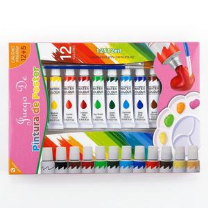 Ensemble de peinture 17 pièces, 12 peintures lavables non toxiques, 4 pinceaux, 1 palette - Product Image 1