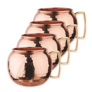100% Pure Solid <b>Copper</b> Moscow Mule Mugs Set | Hammered Finish 16oz <b>Copper</b> <b>Cups</b> for Cocktails | Food Safe Lining | Barware Gift - Product Image 5