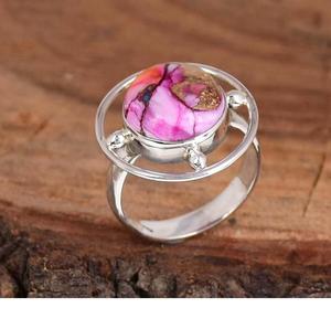Bague Ronde Turquoise Oyster Rose en Argent 925 Disque Ouvert Boho Bijoux Cadeau pour Femme - Product Image 2