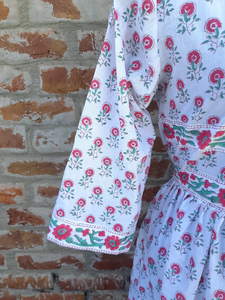 Hand Block Printed 100% Cotton Indian Dress Casual <b>Tunics</b> and Long Gown with Embroidered Decoration" - Product Image 6