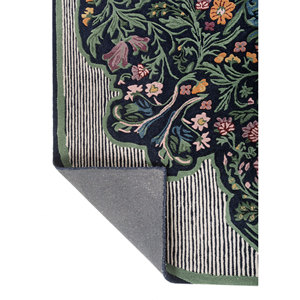 Alfombra de Lana Azul Nebulora Tnc-1512, Tejida a Mano, Diseño Floral Clásico, para Sala de Estar, Pasillo, Rectangular, 10 mm, Viscosa - Product Image 5