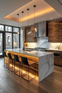 Armário de Cozinha Moderno em Madeira Lacada de Alto Brilho com Ilha em Contraplacado MDF Aglomerado e Pia para Cozinha de Moradia - Product Image 4