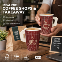 Modern Kafe Kahve Dükkanı Paket Servisi Çok Yönlü Profesyonel Gıda Sınıfı Sertifikalı BPA İçermeyen Toksik Olmayan Saplı Kağıt Bardak