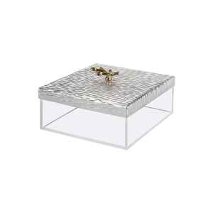 Serenity Pearl Acrylic Decorative <b>Box</b> with Artistic <b>Wooden</b> <b>Lid</b> Designed for Stylish Ramadan, Eid, and Festive Presentations - Product Image 1