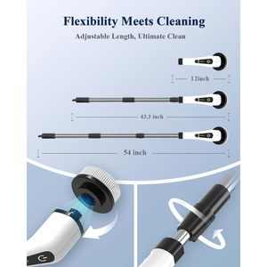 Spazzola Elettrica Senza Fili per Pulizia Doccia con Manico Lungo, Design in Plastica 7 in 1 per Pulizia Pavimenti, Piastrelle e Vasca - Product Image 6