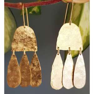 Pendientes de latón chapados en oro de 18 quilates para mujer, joyería al por mayor, pendientes de moda hechos a mano, pendientes de latón a la moda, joyería - Product Image 5