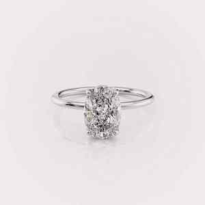 IGI Certified Oval Cut Lab Grown Diamond Solitaire Engagement-Wedding <b>Ring</b> with Hidden Halo in 9K Yellow / Rose & White Gold - Product Image 5