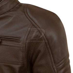 Chaqueta Protectora de Motocicleta Perforada de Cuero Vacuno Auténtico para Hombre - Product Image 3