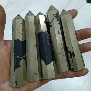 Venta al por mayor de cristal de pirita dorada, Obelisco, torre de cristal Natural pulido, punto Feng Shui, artesanía de piedras preciosas semipreciosas curativas - Product Image 6