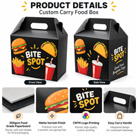 Boîte en papier personnalisée de qualité alimentaire recyclable en gros avec poignée pour poulet frit, fast-food, hamburgers, frites