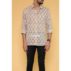 Chemises hippie en coton pour hommes, chemises d'été décontractées, chemises à manches longues imprimées en coton faites à la main pour hommes - Product Image 6