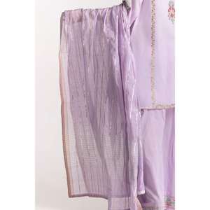 Chemise et dupatta en mousseline de soie teinte en fil et imprimée au bloc, KDS-43200, avec manches trois-quarts - Product Image 5