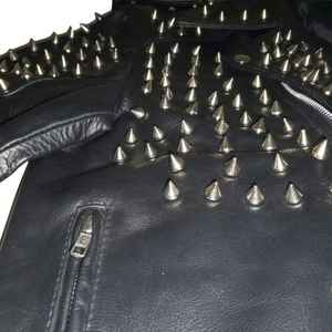 Chaquetas de Cuero con Tachuelas y Pedrería para Hombre, Chaqueta de Cuero con Tachuelas, Chaqueta de Cuero para Motocicleta con Tachuelas - Product Image 3