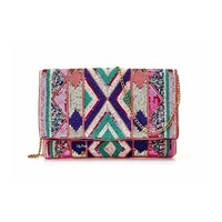Bolso de mano con cuentas de semillas multicolor para mujer y niña, bolso de mano bordado con cuentas de semillas con estilo para mujer y Niña