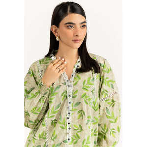 Ensemble coordonné décontracté pour femme en tissu cambric vert clair imprimé, 2 pièces, short, tenue pour le printemps/été, disponible en tailles XS à XXL - Product Image 2