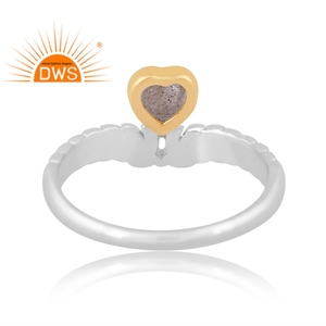 แหวนอัญมณีลาบราดอไรต์ธรรมชาติดีไซน์รูปหัวใจทำจากเงินแท้ผลิตตามสั่ง - Product Image 4