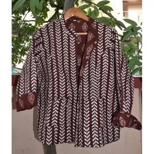 Chaqueta Acolchada Reversible de Algodón Puro con Logotipo Personalizado para Mujer, Blazer Floral, Chaqueta Bomber de Primavera/Invierno, Estilo Varsity, Formal, Boho, Tallas XXL y XL - Product Image 4