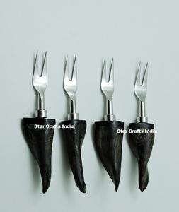 Ensemble de couverts en corne naturelle de style occidental, cuillère à dessert, couteau, fourchette à fruits, couverts, vaisselle, ensemble de couverts en provenance d'Inde - Product Image 5