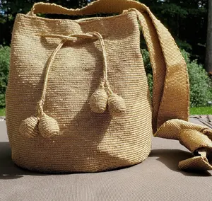 上品なスタイルトレンドデザインかぎ針編み財布持ち運びに便利大型Wayuuかぎ針編みバッグ女性用ハンドバッグWAYUU Mochilaバッグ