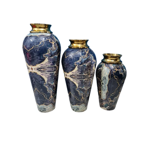 Florero de latón, artículos de regalo, mesa de comedor, florero de latón con estampado esmaltado, artesanías, maceta de forma redonda, diseño en relieve - Product Image 6