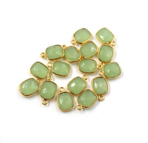 Prehnita Natural 925 Plata de Ley 8x10mm Octa Cushion Rose Cut Bisel Ajuste Single Loop Link Charm Conectores Fabricación de joyas - Product Image 3