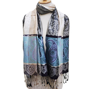 Jamavar ผ้าคลุมไหล่อินเดียลายทางแบบกลับด้านได้ทำจากผ้าไหมแท้ลายทางแบบหรูหรา kaskol bufanda echarpe scialle สำหรับยาว - Product Image 5