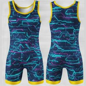 Singlet de lutte personnalisé pour hommes, haute qualité, polyester + élasthanne, sans bretelles, fermeture à pression, respirant, nouveauté - Product Image 1