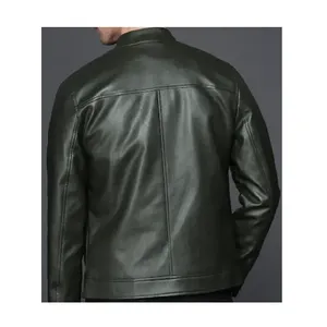 Vente en gros sur mesure en cuir de vache véritable pour hommes col montant imperméable coupe-vent automne chaud respirant veste en cuir - Product Image 5