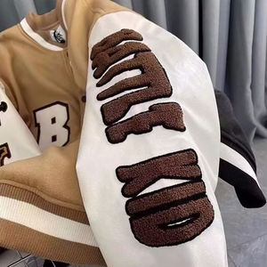 OEM personalizado hombres Vintage Letterman Varsity chaqueta de talla grande recortada Cadena de béisbol Chenille bordado invierno piel Decoración - Product Image 1