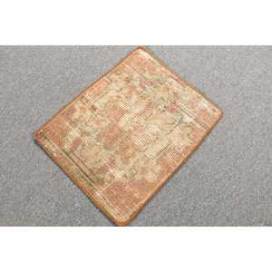 1.2x1.5 ft Rug, Turkish Vintage Small Rug, <b>Brown</b> <b>Wool</b> Rug - Product Image 4