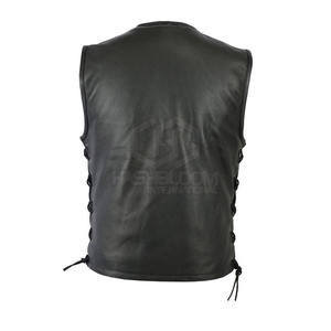 Chaleco de cuero informal con cuello en V para hombre de calidad con decoración de botones de logotipo transpirable listo para el invierno al aire libre impermeable uso razonable - Product Image 6