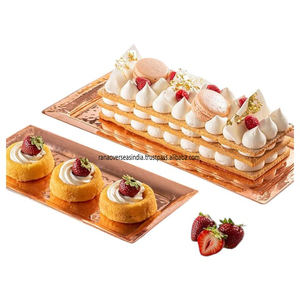 Ensemble de plateaux de service rectangulaires en cuivre martelé texture élégante le plus populaire pour l'hébergement de vanité décorative au prix de gros - Product Image 5