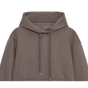 Robe sweat-shirt d'hiver en molleton 100% coton pour femme, personnalisée, écologique, respirante, coupe-vent, gaufrée, brodée, marron, col rond - Product Image 4